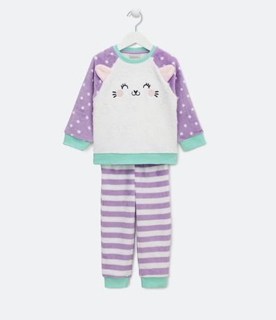 Pijama Infantil Largo con Bordado Gata - Talle 1 a 4 años 1