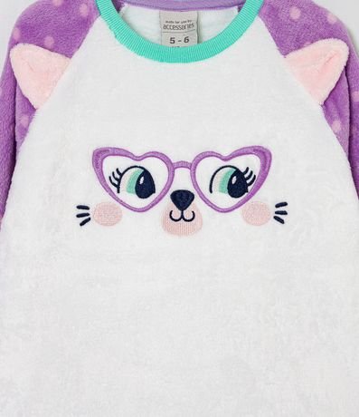 Pijama Largo Infantil con Bordado Gatita de Lentes - Talle 5 a 14 años 2