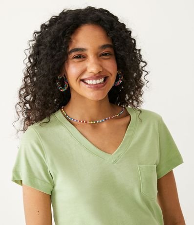 Blusa Básica en Algodón con Pequeño Bolsillo Frontal 4