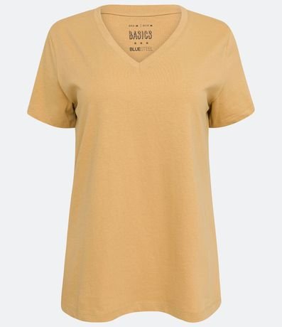 Blusa Básica en Algodón con Escote V y Manga Corta 5