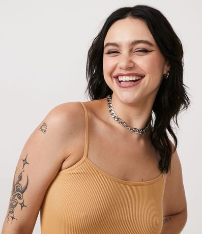 Blusa Musculosa en Poliamida Acanalada con Tirantes Finos 4