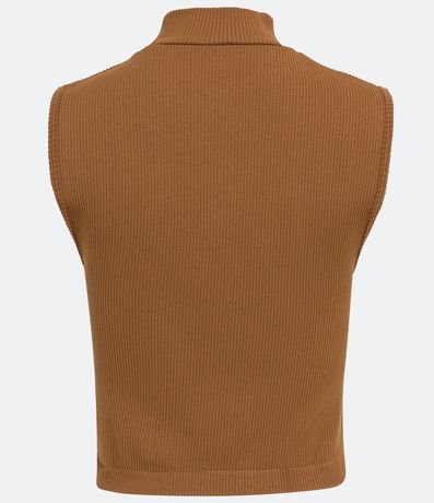 Blusa Musculosa en Poliamida Acanalada con Cuello Alto 7