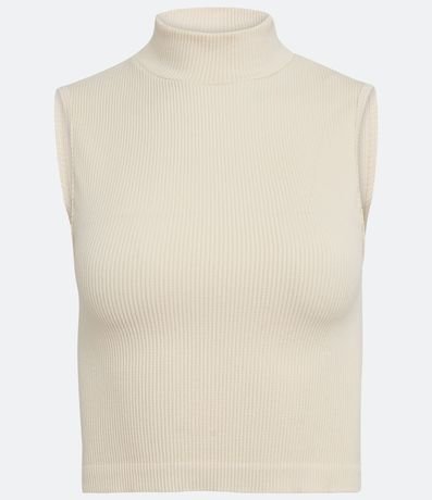 Blusa Musculosa en Poliamida Acanalada con Cuello Alto 5