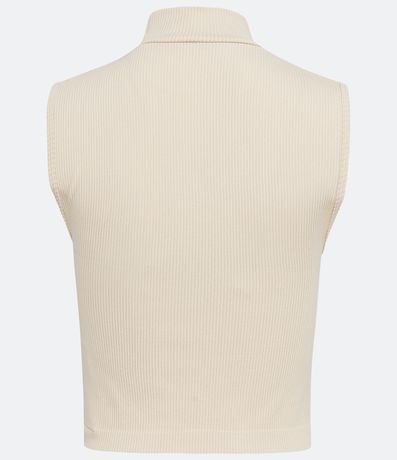 Blusa Musculosa en Poliamida Acanalada con Cuello Alto 6
