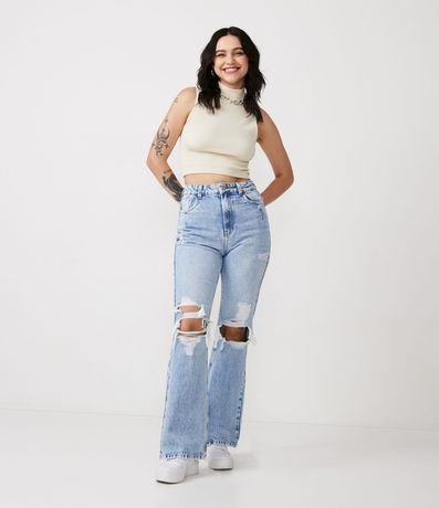 Blusa Musculosa en Poliamida Acanalada con Cuello Alto 2
