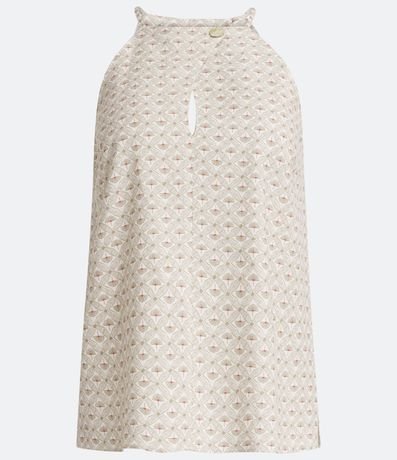 Blusa Musculosa en Viscolino con Cuello Halter y Estampado Geométrico 6