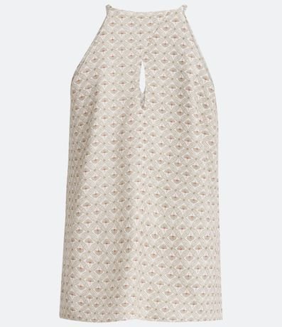 Blusa Musculosa en Viscolino con Cuello Halter y Estampado Geométrico 7