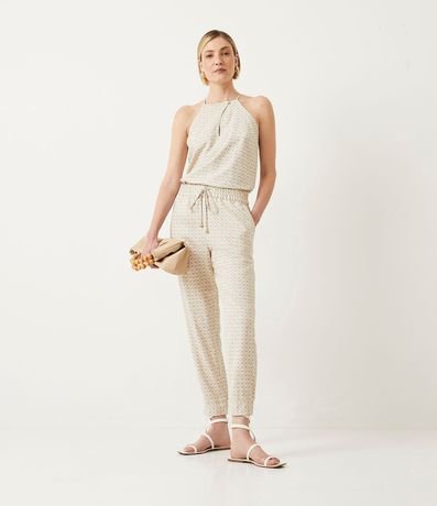 Blusa Musculosa en Viscolino con Cuello Halter y Estampado Geométrico 2