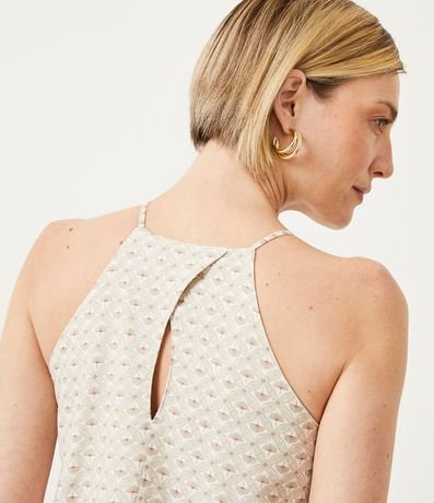 Blusa Musculosa en Viscolino con Cuello Halter y Estampado Geométrico 5