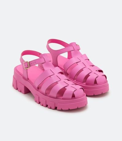 Sandalia Plana en Cuero con Suela Track 6