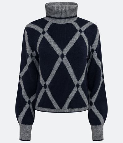 Suéter de Punto con Cuello Alto y Estampado Geométrico 5