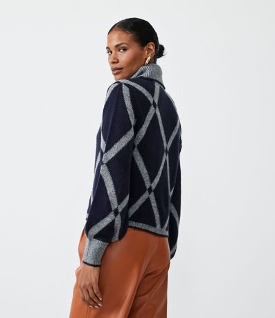Suéter de Punto con Cuello Alto y Estampado Geométrico 3