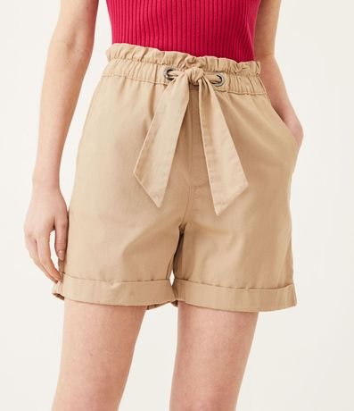 Bermuda Clochard en Sarga con Cintura Elástica y Lazo 2