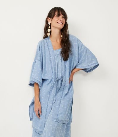Kimono en Liocel con Estampado de Pece