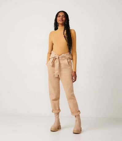 Blusa de Punto Acanalado con Cuello Alto y Manga Larga 2