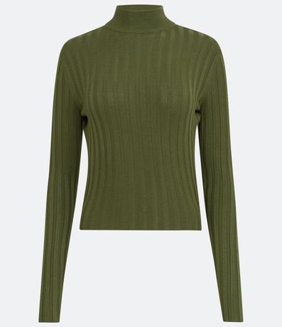 Blusa de Punto Acanalado con Cuello Alto y Manga Larga 5