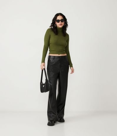 Blusa de Punto Acanalado con Cuello Alto y Manga Larga 2