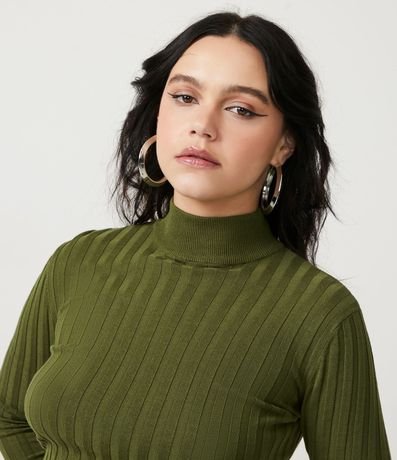 Blusa de Punto Acanalado con Cuello Alto y Manga Larga 4