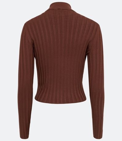 Blusa de Punto Acanalado con Cuello Alto y Manga Larga 2