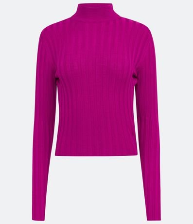 Blusa de Punto Acanalado con Cuello Alto y Manga Larga 5