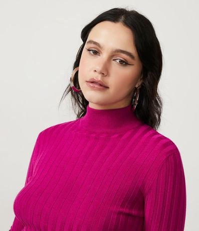 Blusa de Punto Acanalado con Cuello Alto y Manga Larga 4