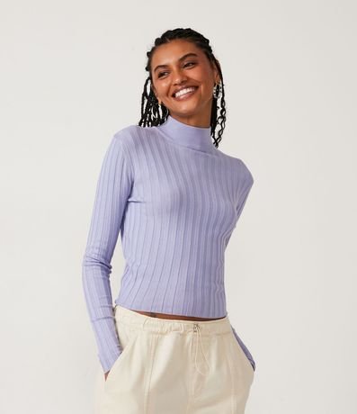 Blusa de Punto Acanalado con Cuello Alto y Manga Larga 2