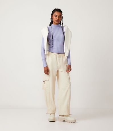 Blusa de Punto Acanalado con Cuello Alto y Manga Larga 3