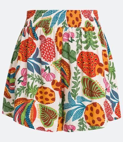 Short en Viscosa con Cintura Alta y Estampado Tropical de Frutas 5