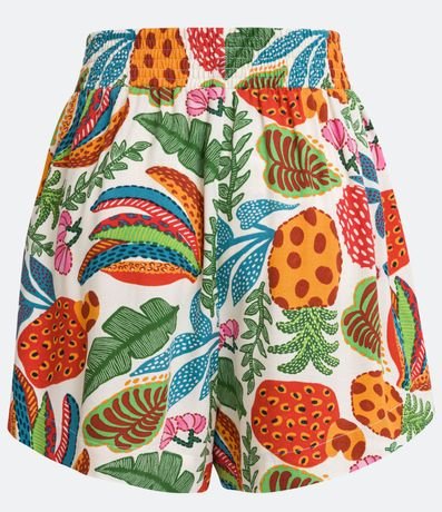 Short en Viscosa con Cintura Alta y Estampado Tropical de Frutas 6