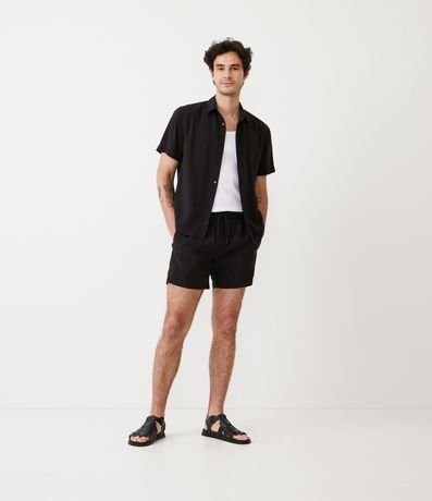 Camisa Slim en Viscosa con Botones y Manga Corta 2