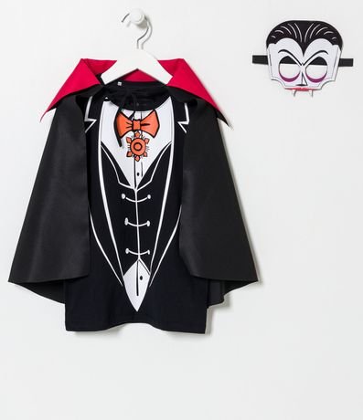 Remera Infantil Disfraz de Drácula con Capa y Máscara - Talle 5 a 14 años 1