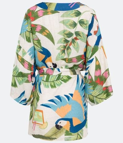 Kimono Alargado en Viscosa con Estampado Tropical 6