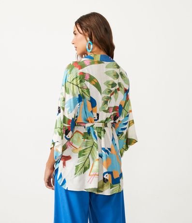 Kimono Alargado en Viscosa con Estampado Tropical 3
