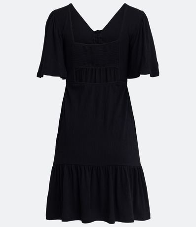 Vestido en Viscosa con Manga Corta Abullonada y Barra Fruncida 8