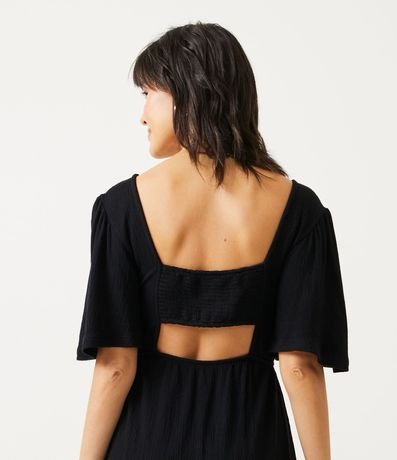 Vestido en Viscosa con Manga Corta Abullonada y Barra Fruncida 5