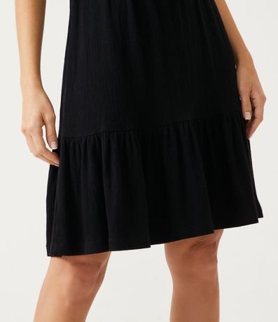 Vestido en Viscosa con Manga Corta Abullonada y Barra Fruncida 6