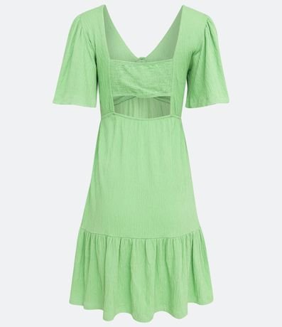 Vestido en Viscosa con Manga Corta Abullonada y Barra Fruncida 7