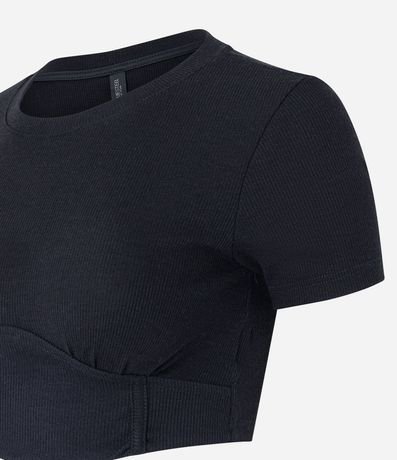 Blusa Cropped en Ribana con Detalle Corsetado y lazo 6