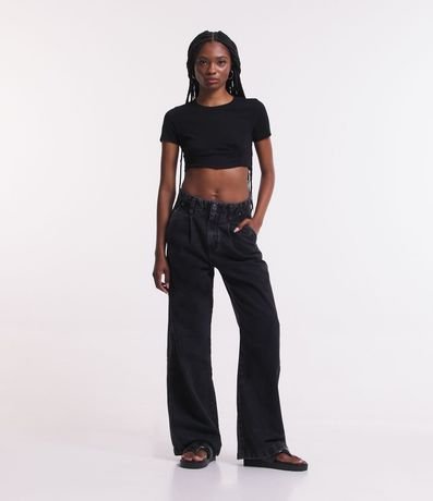 Blusa Cropped en Ribana con Detalle Corsetado y lazo 2