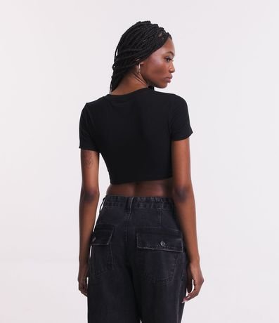 Blusa Cropped en Ribana con Detalle Corsetado y lazo 3