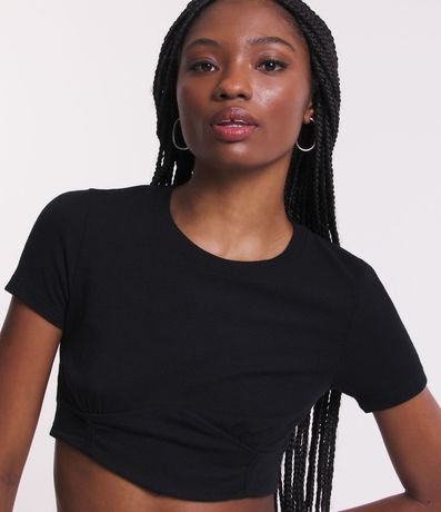 Blusa Cropped en Ribana con Detalle Corsetado y lazo 4