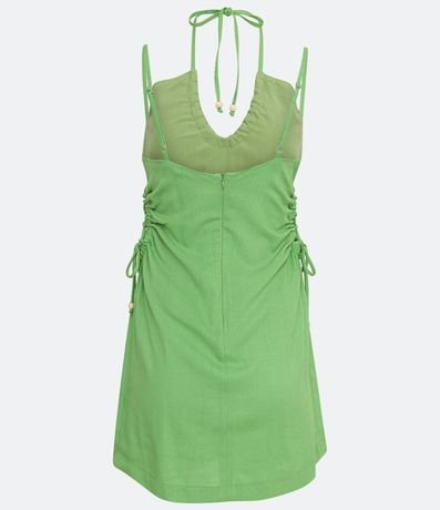 Vestido Corto en Lino con Tirantes Finos y Cutouts Laterales 6