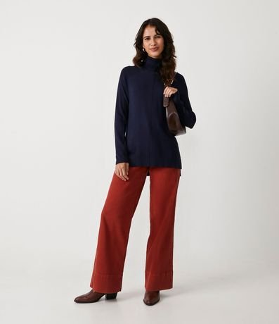 Blusa de Punto con Cuello Alto y Detalles Acanalados en la Manga 2