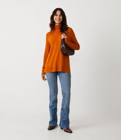 Blusa de Punto con Cuello Alto y Detalles Acanalados en la Manga 2