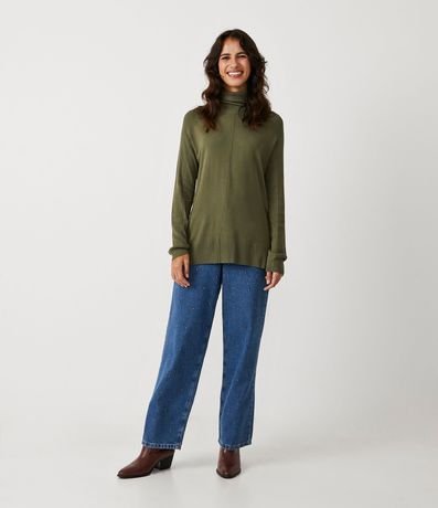 Blusa de Punto con Cuello Alto y Detalles Acanalados en la Manga 2