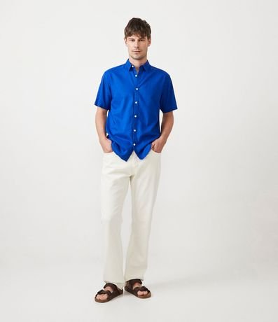 Camisa Comfort Básica en Lino con Manga Corta 2