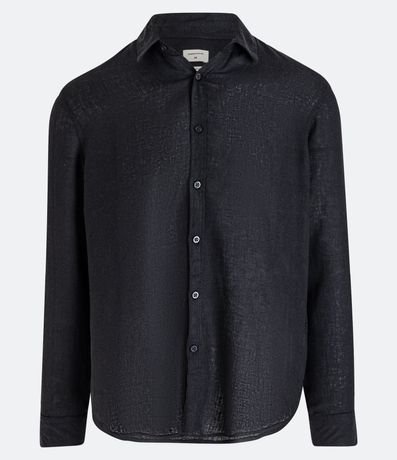 Camisa Comfort Básica en Lino Texturizado con Manga Larga 6