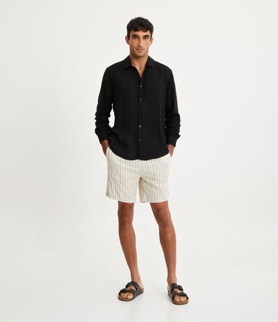 Camisa Comfort Básica en Lino Texturizado con Manga Larga 2
