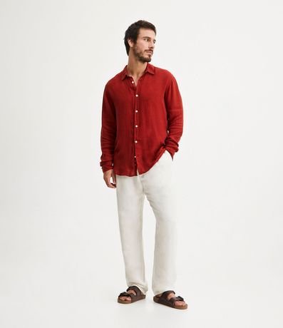 Camisa Comfort Básica en Lino Texturizado con Manga Larga 2