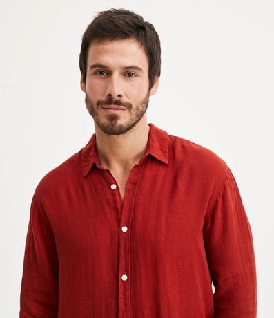 Camisa Comfort Básica en Lino Texturizado con Manga Larga 4